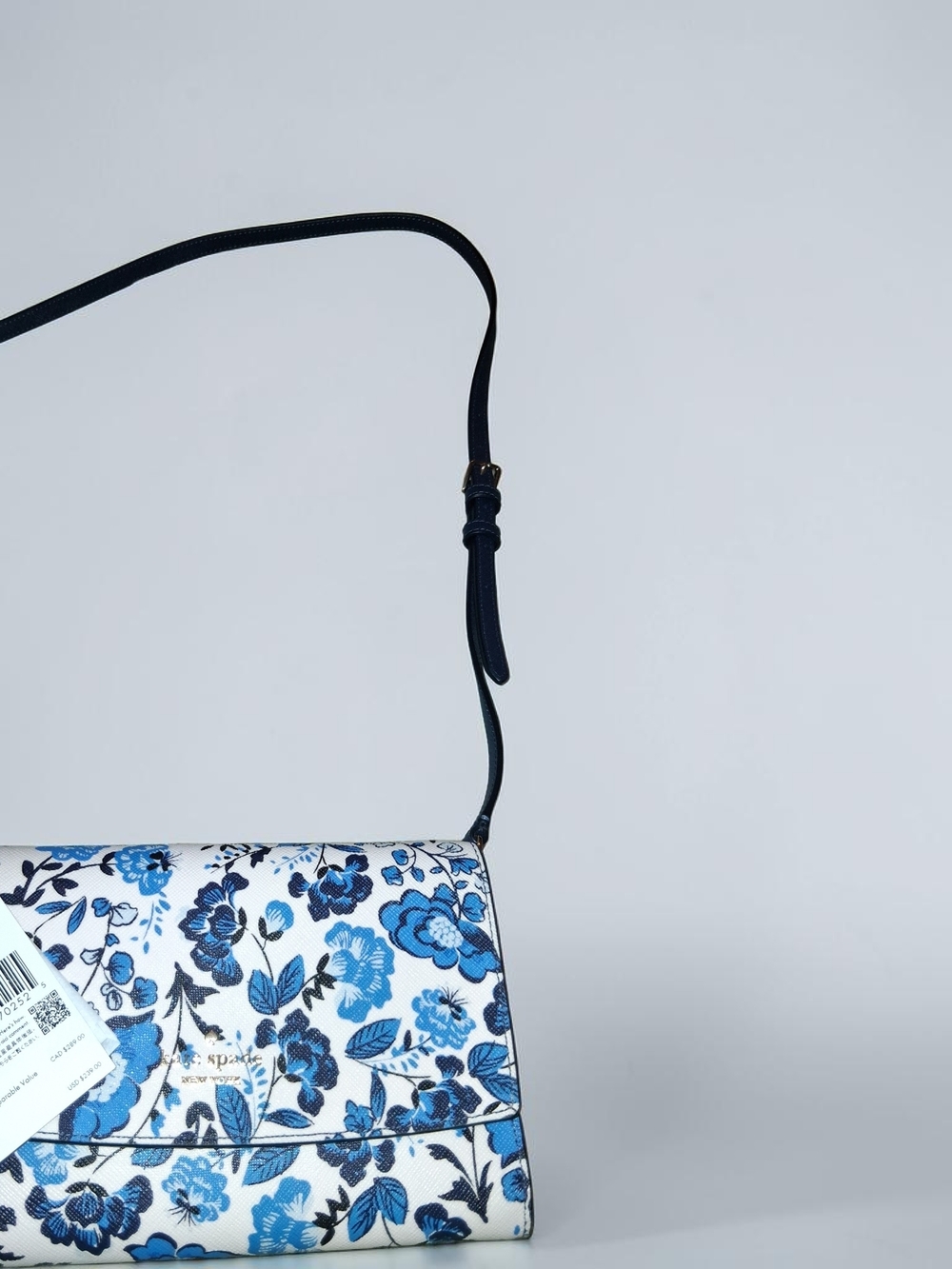 kate spade Blue Floral Crossbody Bag with Black Strap